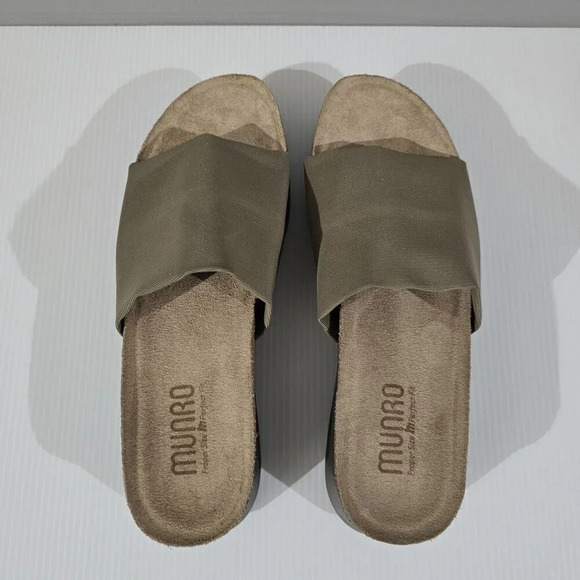 NEW Munro Nalia Sandal Platform Slide Khaki Green Size 8 SUPER SLIM WIDTH - Picture 9 of 13